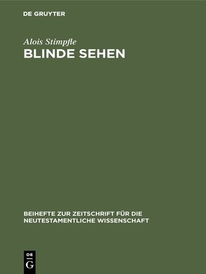 cover image of Blinde sehen
